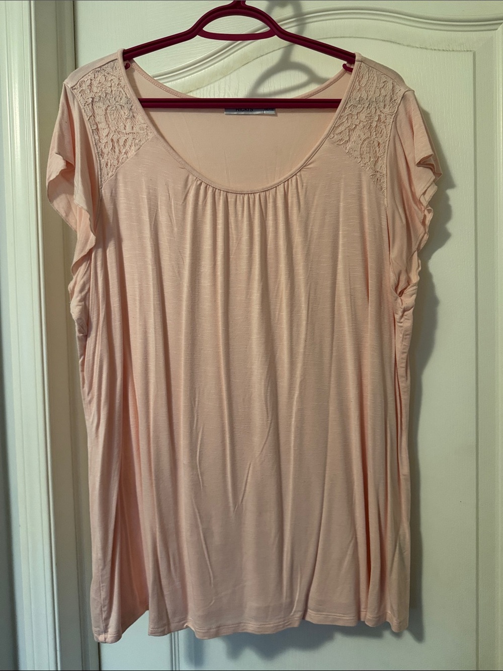 Ricki's Blush Scoop Neck Lace-Yoke Tunic